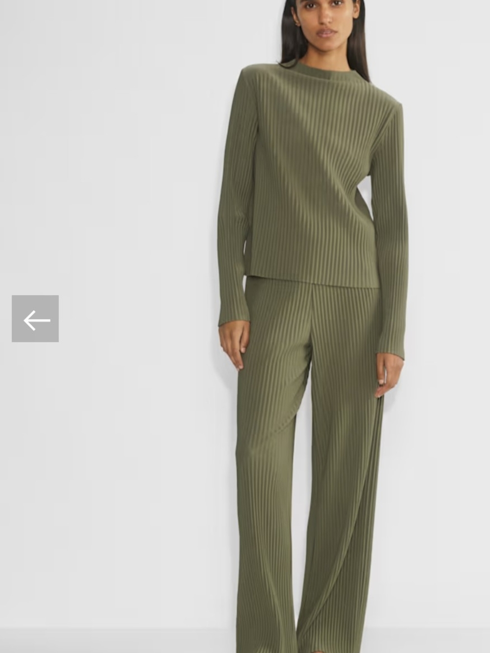 Aritzia Babaton Skilled Pant Ribbed Wide Leg Pants Olive Green